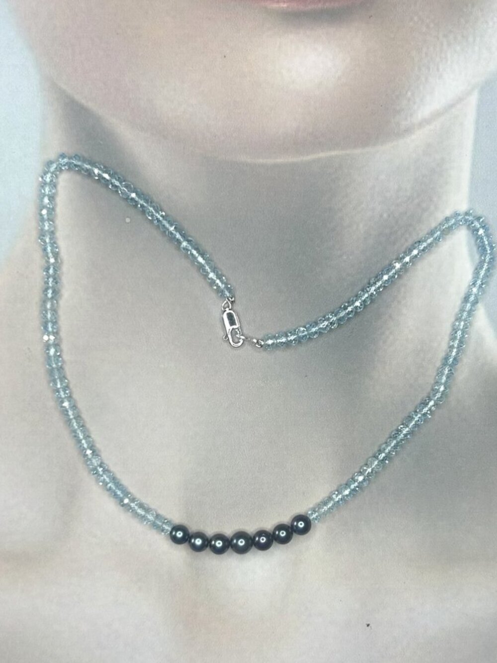 Blue Topaz Beads with Freshwater Pearls Necklace.